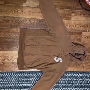 Supreme s logo hooded sweatshirt brown size xl